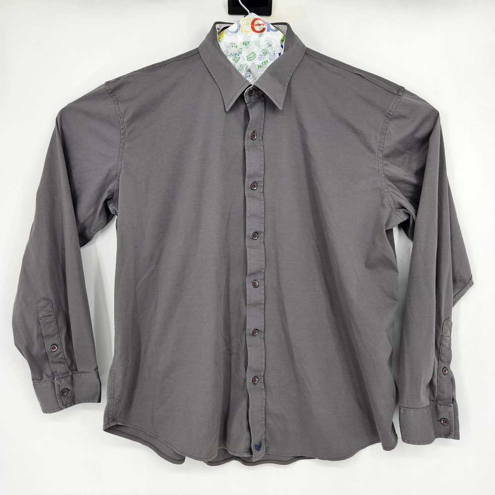Butter Cloth Shirt Mens 2XL Gray Preppy Button Up Stretch Long Sleeve‎ FLAWS